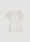 Peplum Hem Pointelle Top, Cream, large