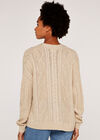 Cable Knit Cardigan, Stone, large