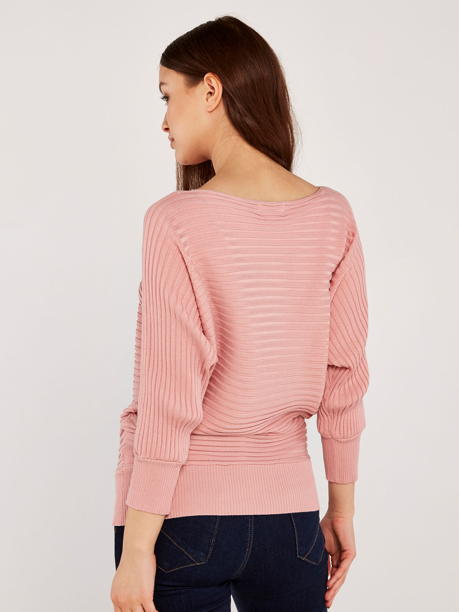 Ribbed Batwing Jumper Apricot Clothing
