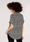 Textured Print Pleated Top, Black, large