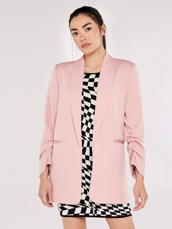 Edge Ruch Sleeve Blazer, Pink, large