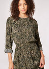 Animal Smocked Waist Mini Dress, Khaki, large