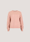 Cotton Blend Cable Knit Jumper, Pink, large