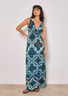 Tile Print Jersey Maxi Dress, Aqua - Turquoise, large