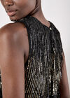 Sequin Fringe Top, Black, large
