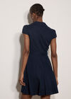 Linen Blend Shirt Mini Dress, Navy, large