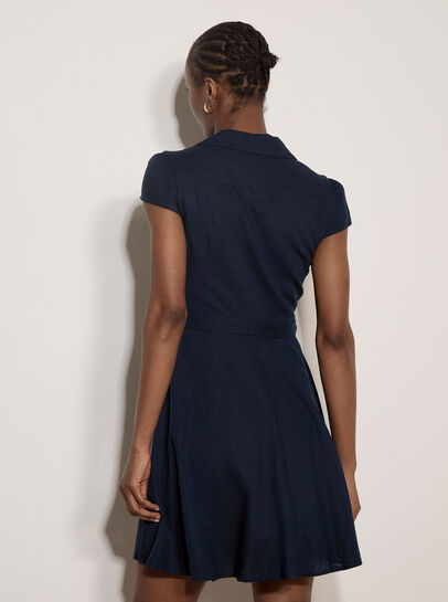 Linen Blend Shirt Mini Dress