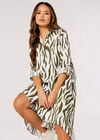 Zebra Oversized Shirt Mini Dress, Khaki, large