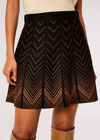 Chevron Knit Pleated Mini Skirt, Black, large