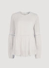 Crinkle Dobby Balloon Sleeve Top, Cream, large