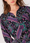 Scarf Print Shirt Mini Dress, Purple, large