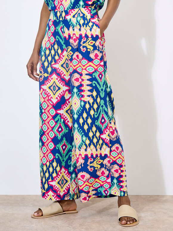 Colour Pop Ikat Trousers, Blue, large