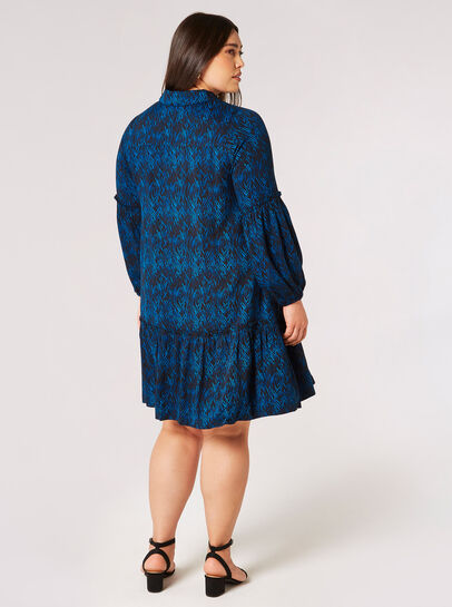 Curve Zebra Tiered Shirt Dress