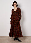 Ikat Chiffon Tiered Maxi Dress, Burgundy, large