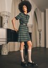Knitted Argyle Mini Dress, Green, large