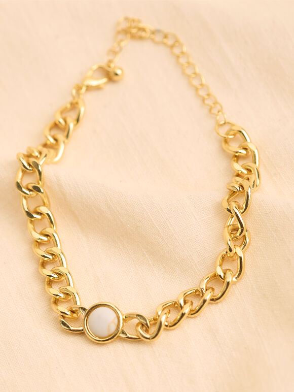 24K Gold Plated Chain Bracelet, Gold, large