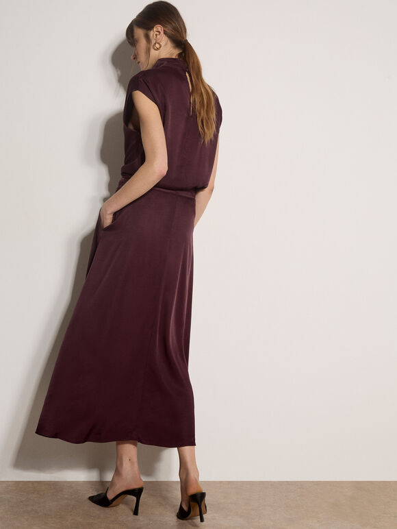 Soft Woven A-Line Midi Skirt, Purple, large