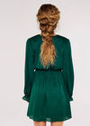 Floral Jacquard Wrap Dress, Green, large