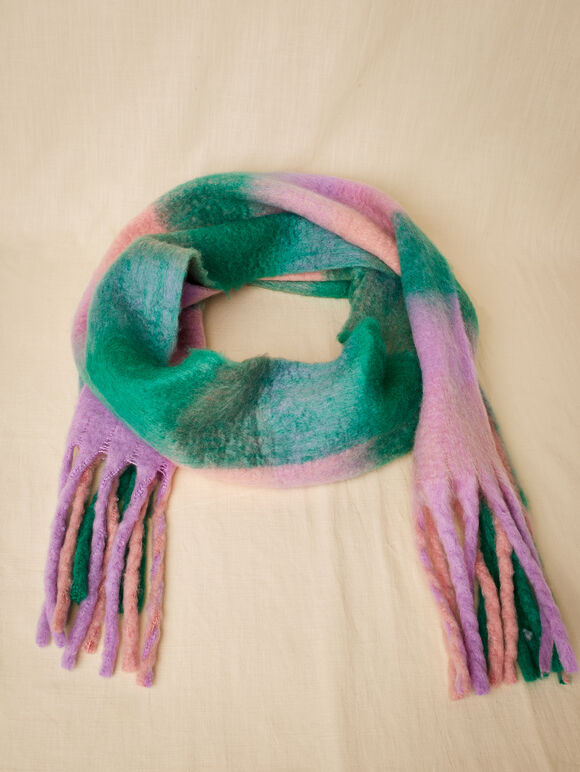 Colour Block Check Square Scarf, Assorted, large