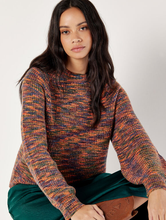 Waffle Knit Space Dye Jumper, Green, large