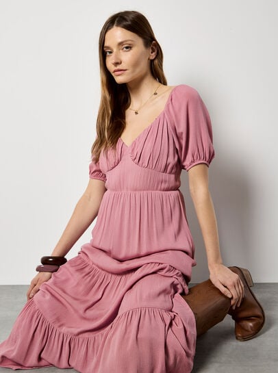 Crinkle Tiered Maxi Dress