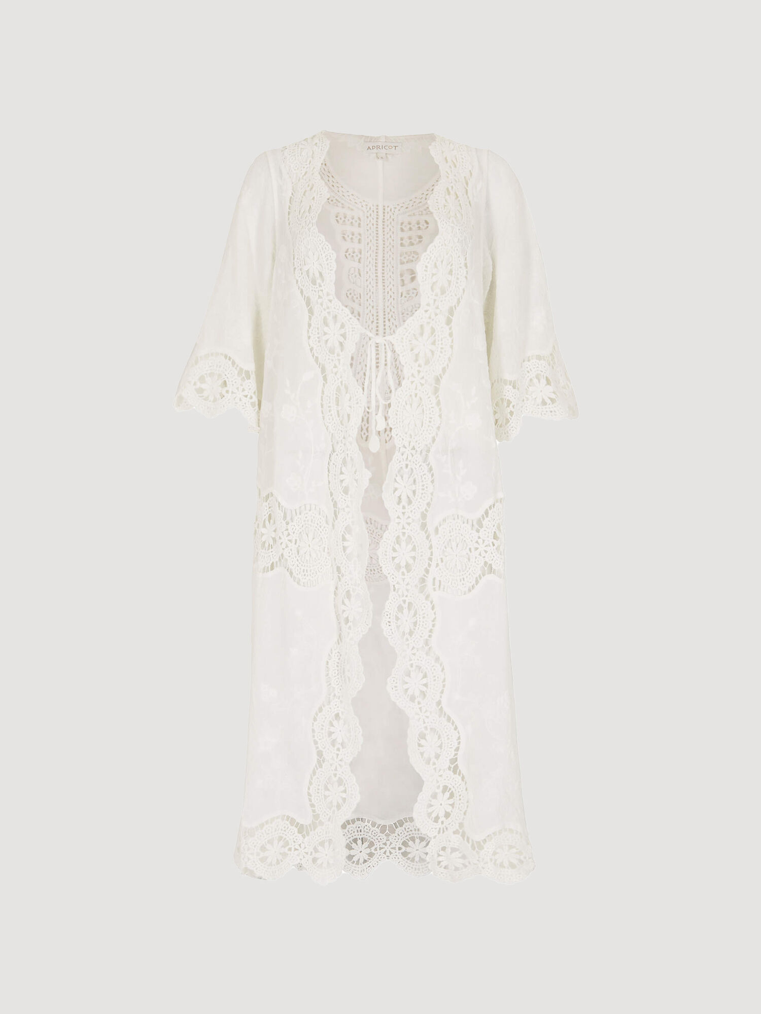 Cotton Blend Lace Longline Cover Up