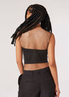 Rhinestone Mesh Tank Top, Black, large
