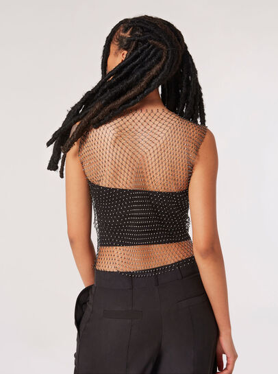 Diamante Mesh Tank Top