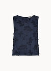 Embroidered Floral Linen Blend Shell Top, Navy, large