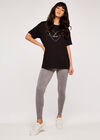 Embroidered Sequin Love T-Shirt, Black, large
