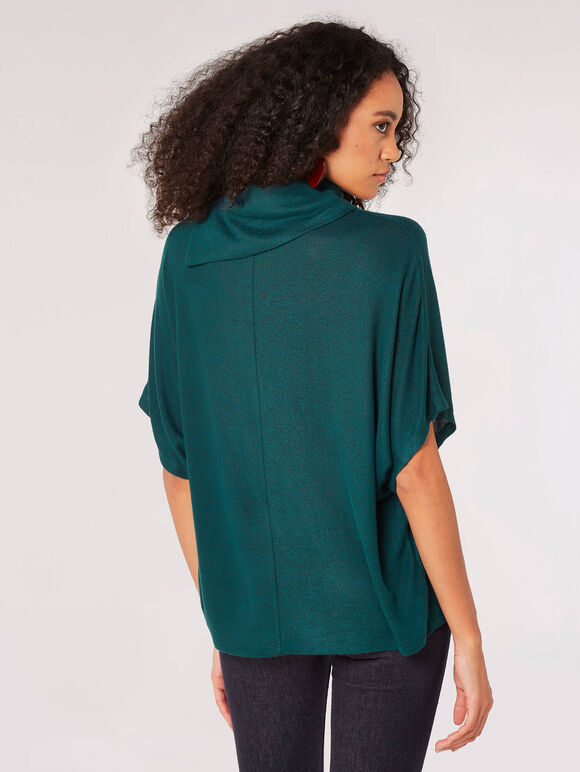 Asymmetric Neck Soft Touch Top, Green, large