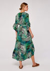 Tropical Leaf Ruffle Dress, Navy, large