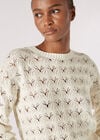 Open Knit Pointelle Jumper, Stone, large
