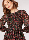 Ditsy Floral Smocked Mini Dress, Burgundy, large