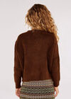 Asymmetric Button Jumper, Brown, large