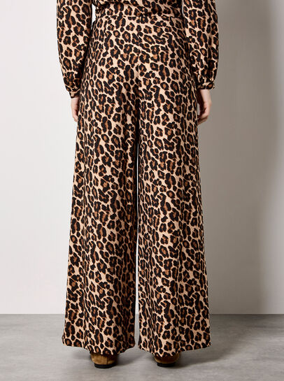 Leopard Print Wide-Leg Trousers
