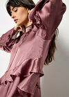 Ruffle Crinkle Satin Top, Pink, large