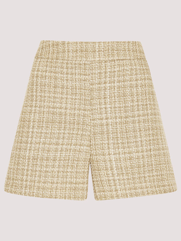 Gold Tweed Tailored Shorts, Stone, large