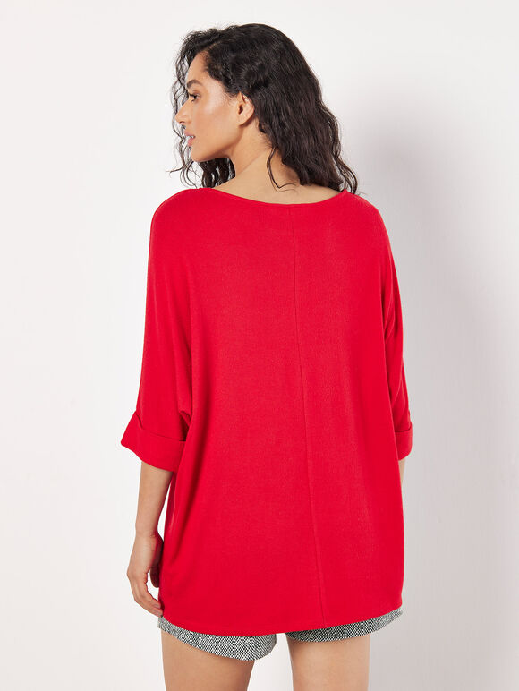Soft Touch Batwing Top, Red, large