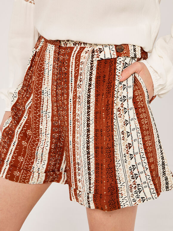Abstract Striped Shorts, Rust, large