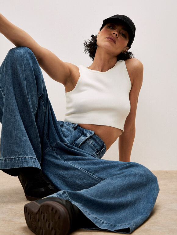 Gabi Wide Leg Jeans, Blue, large