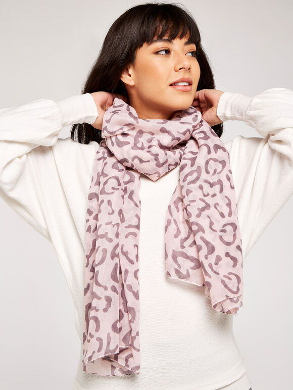 Leopard Print Scarf, Pink, large