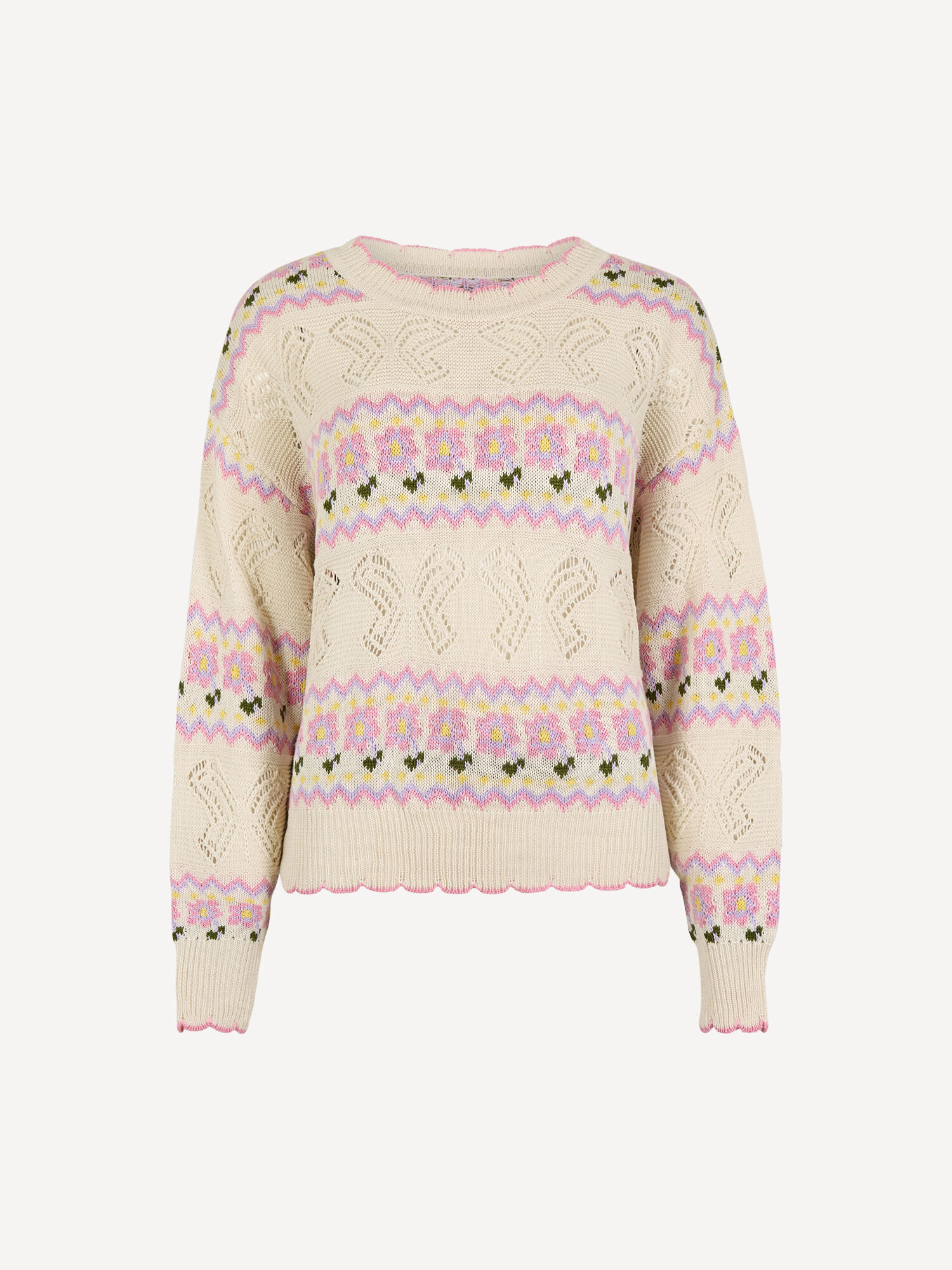 Pointelle Knit Butterfly Floral Jumper | Apricot Clothing