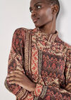 Ikat Patchwork Oversized Jumper Mini Dress, Burgundy, large