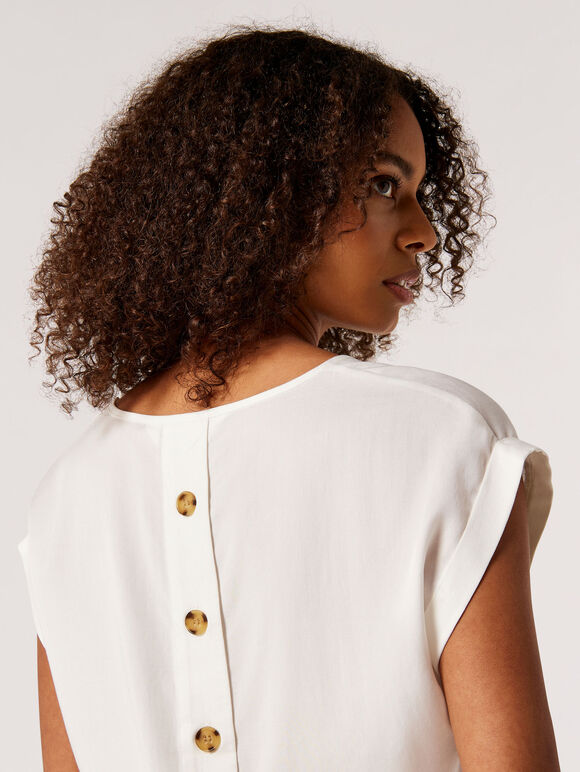 Button Back T-Shirt, White, large