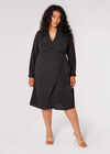 Curve Wrap Shirt Midi Dress , Black, large