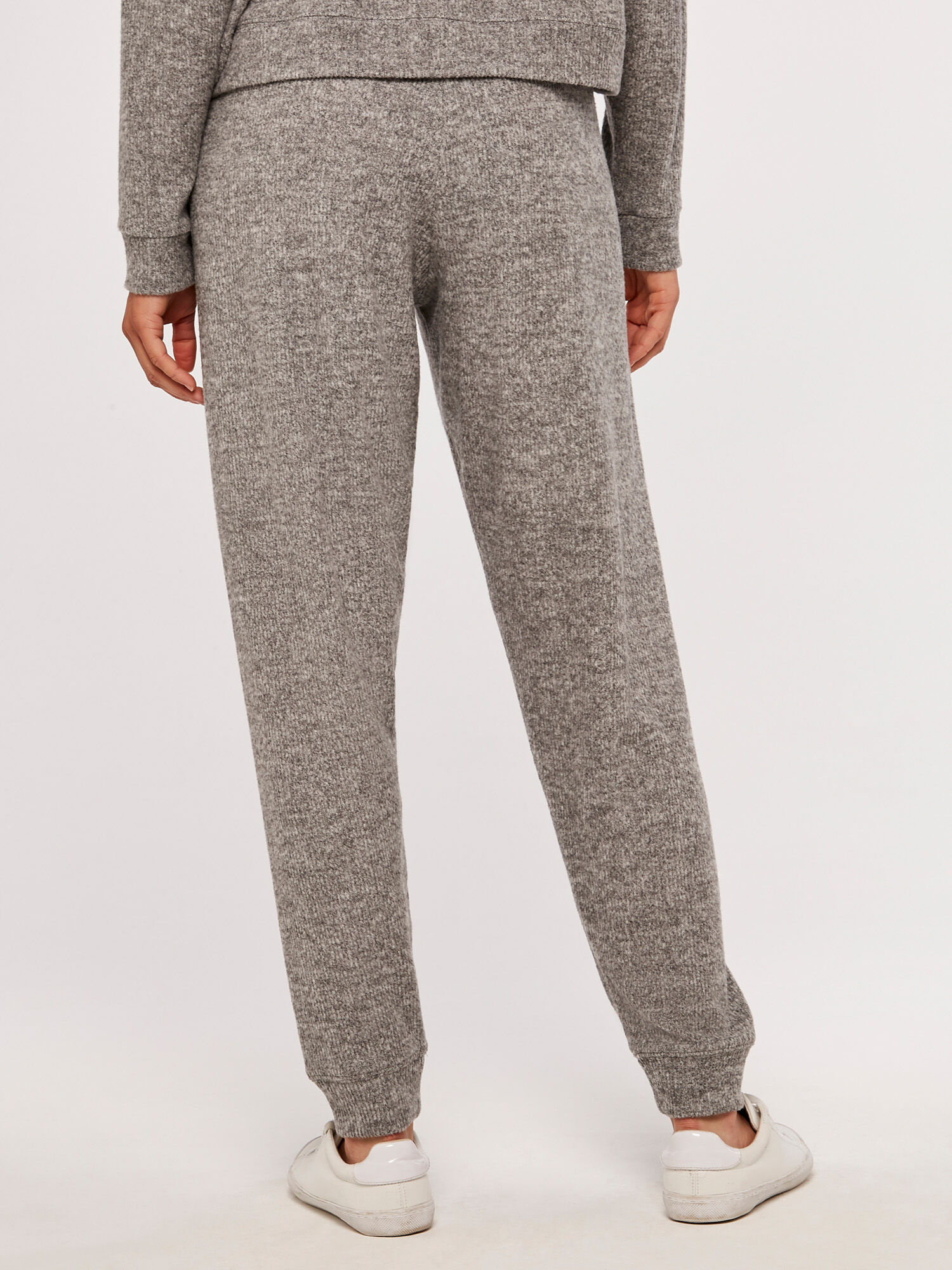 Grey ribbed joggers clearance