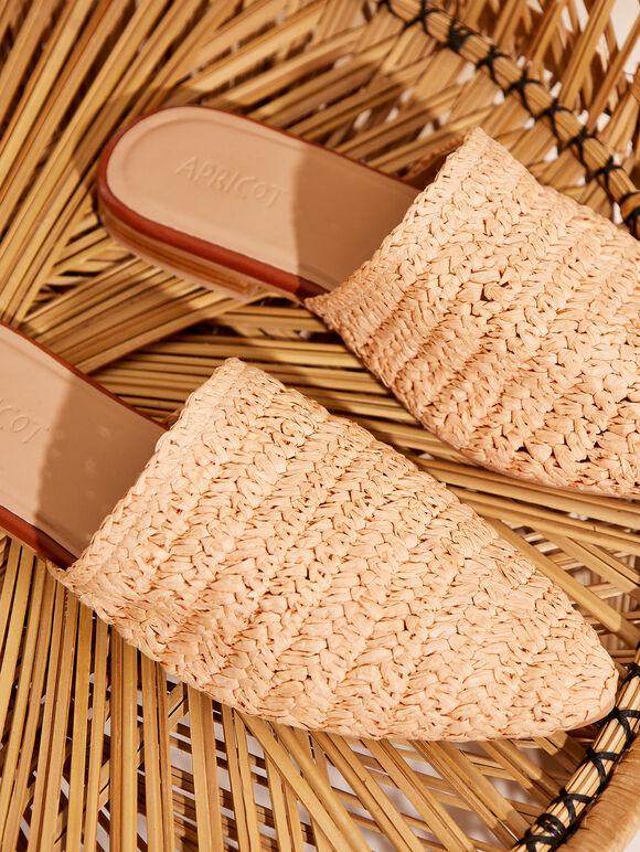 Hand Woven Straw Sandals, Stone, large