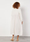 Shimmer Stripe Dobby Shirt Midi Dress, White, large