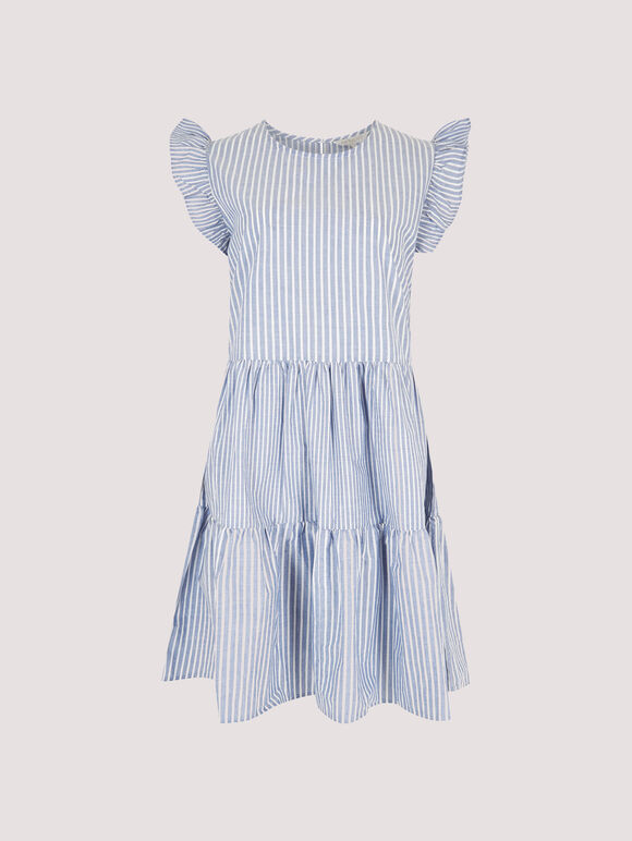 Stripe Tiered Dress, Blue, large